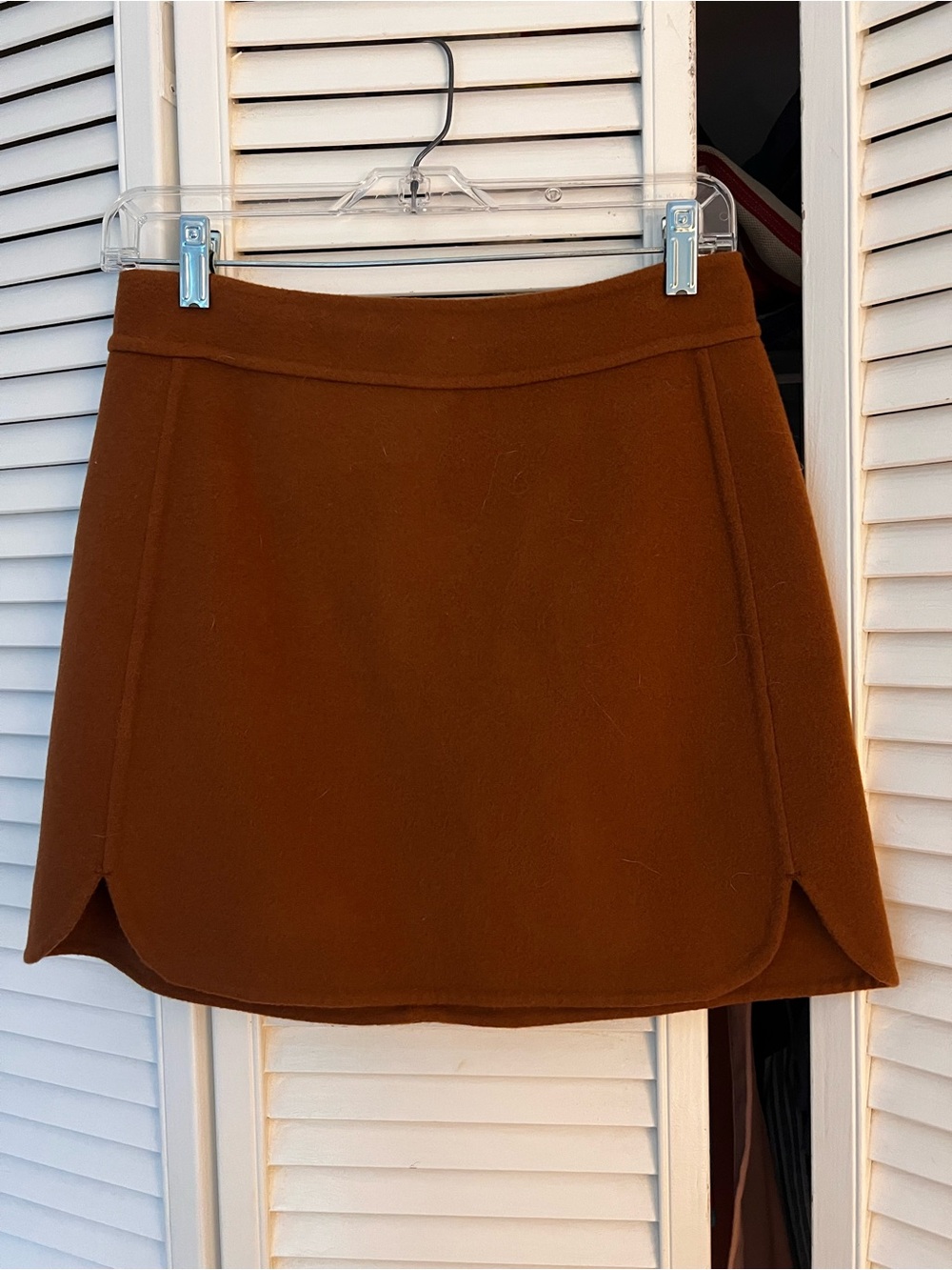 Sezane Rust Brown Wool Mini Skirt